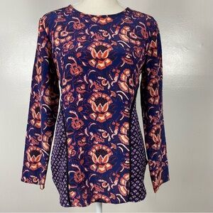Veronica Beard 100% silk plum floral batik print blouse Sz 4